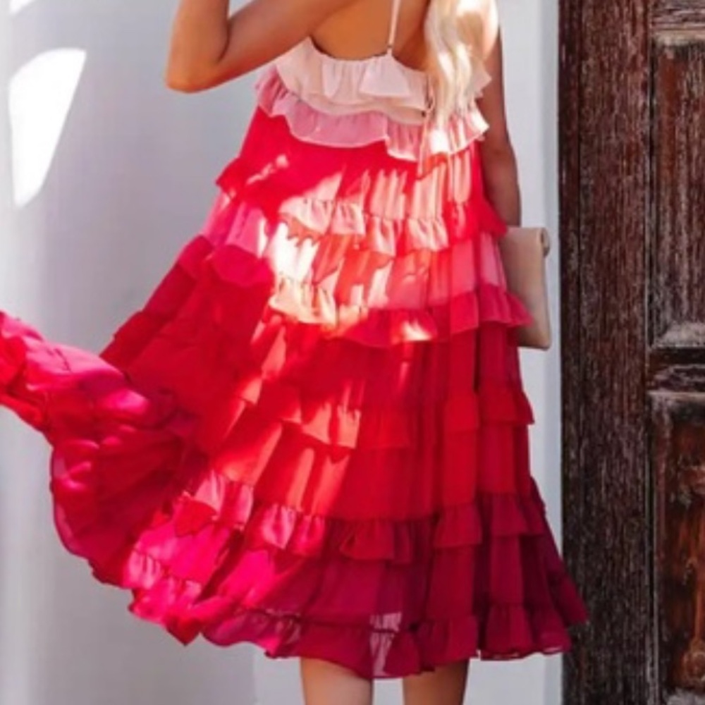 Storia Ruffle Tiered Midi Dress